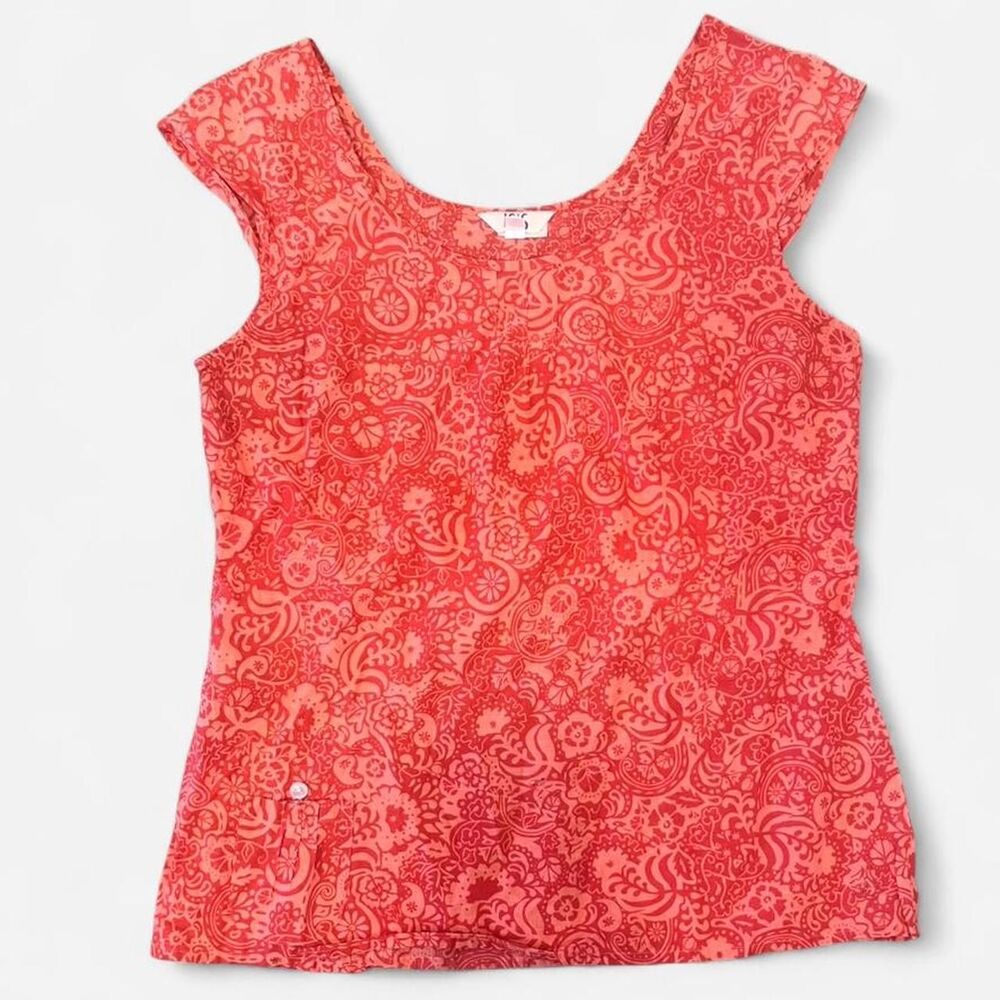 Y2K isis Red paisley button up top with flip phone pocket